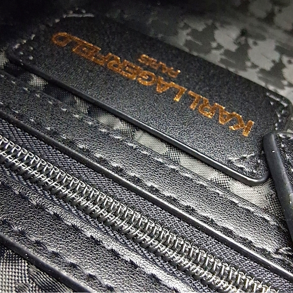 Karl Lagerfeld Paris Signature Hearts Satchel Crossbody – Black/Fuchsia - Picture 11 of 15